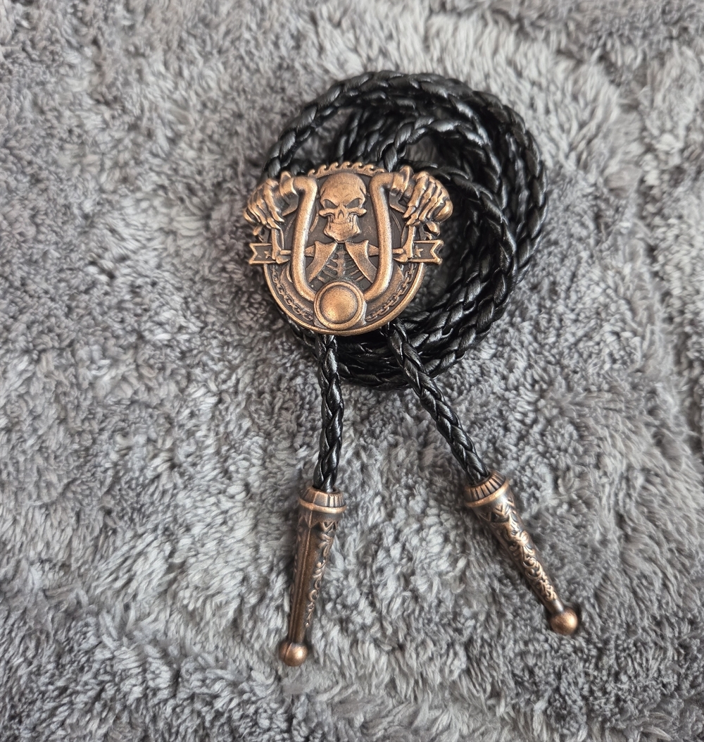 Western Biker Copper Skull Bolo Tie Necklace Gift Jewelry Accessories Grunge